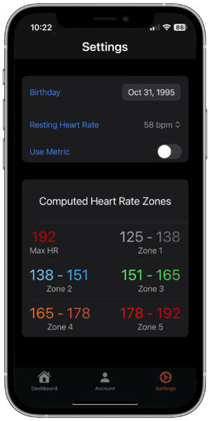 ZonePRO Audio settings showing zone ranges